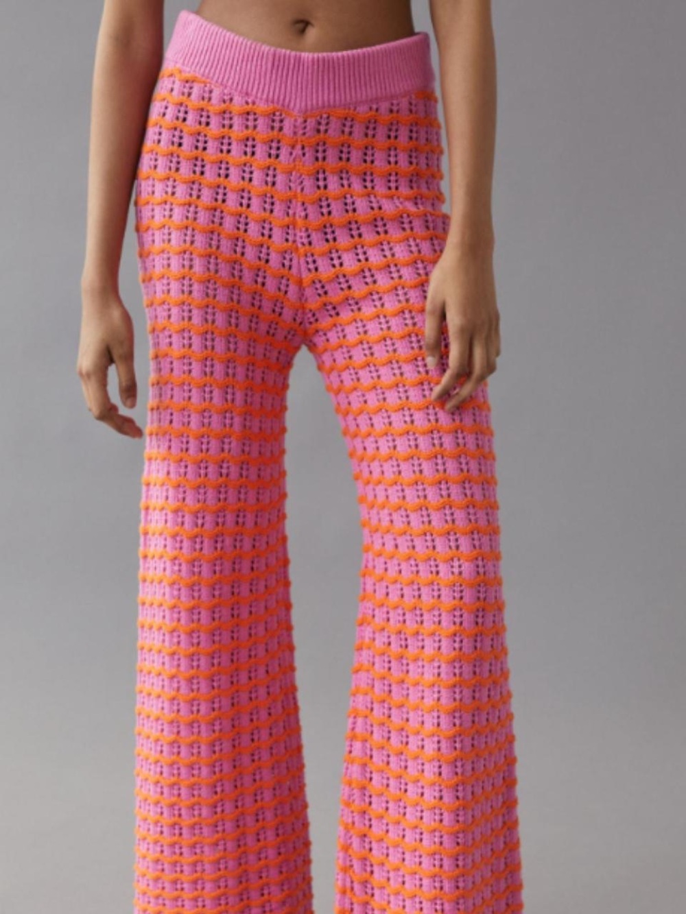 BDG Pink and Coral Knit Wide-Leg Pants with Matching Jacket - Picture 3 of 13
